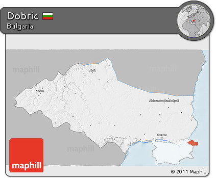 Gray 3D Map of Dobric, single color outside