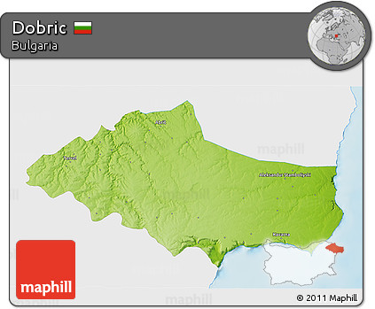 Physical 3D Map of Dobric, single color outside