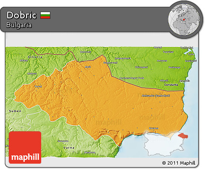 Political 3D Map of Dobric, physical outside