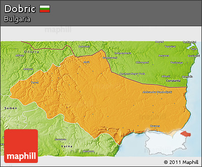Political 3D Map of Dobric, physical outside