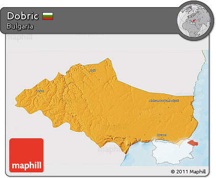 Political 3D Map of Dobric, single color outside