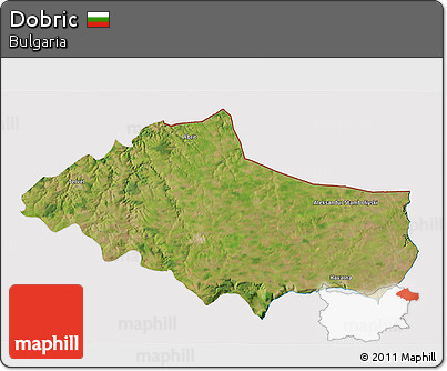 Satellite 3D Map of Dobric, cropped outside