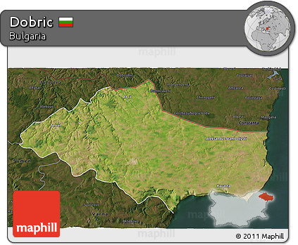 Satellite 3D Map of Dobric, darken