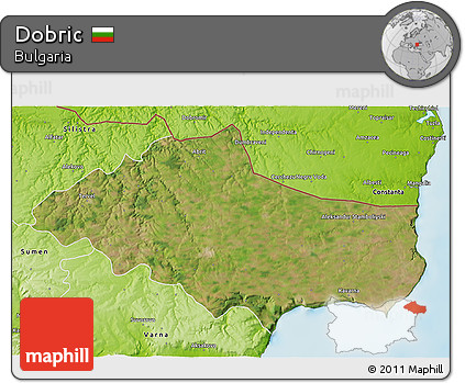 Satellite 3D Map of Dobric, physical outside
