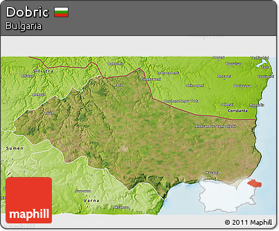 Satellite 3D Map of Dobric, physical outside