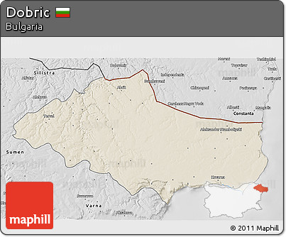 Shaded Relief 3D Map of Dobric, desaturated