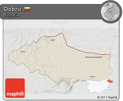 Shaded Relief 3D Map of Dobric, lighten, semi-desaturated