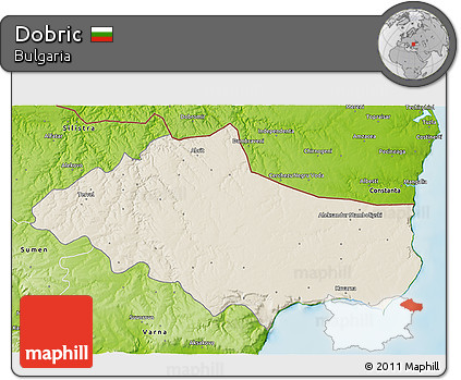 Shaded Relief 3D Map of Dobric, physical outside