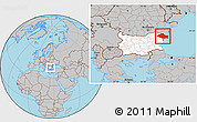 Gray Location Map of Dobric, highlighted country, within the entire country