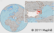 Gray Location Map of Dobric, highlighted country, hill shading