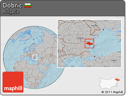 Gray Location Map of Dobric, hill shading