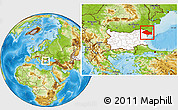 Physical Location Map of Dobric, highlighted country, within the entire country