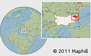 Savanna Style Location Map of Dobric, highlighted country, within the entire country, hill shading
