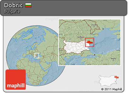 Savanna Style Location Map of Dobric, highlighted country, hill shading