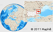 Shaded Relief Location Map of Dobric, highlighted country