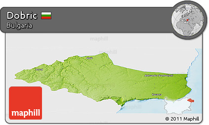 Physical Panoramic Map of Dobric, single color outside