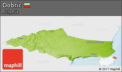 Physical Panoramic Map of Dobric, single color outside
