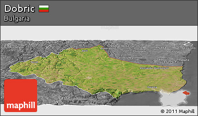 Satellite Panoramic Map of Dobric, desaturated