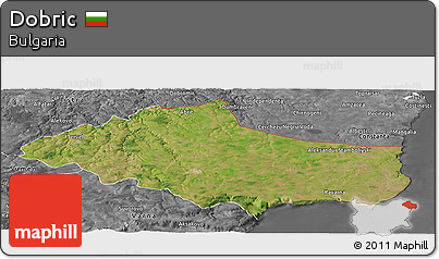 Satellite Panoramic Map of Dobric, desaturated