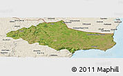 Satellite Panoramic Map of Dobric, shaded relief outside