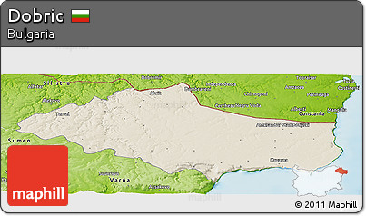Shaded Relief Panoramic Map of Dobric, physical outside