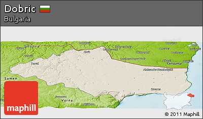 Shaded Relief Panoramic Map of Dobric, physical outside