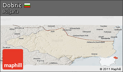 Shaded Relief Panoramic Map of Dobric, semi-desaturated