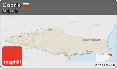 Shaded Relief Panoramic Map of Dobric, single color outside