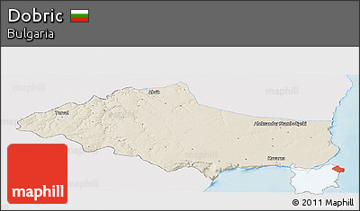 Shaded Relief Panoramic Map of Dobric, single color outside