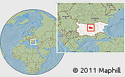 Savanna Style Location Map of Gabrovo, highlighted country, hill shading