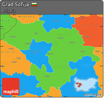 Political Simple Map of Grad Sofija