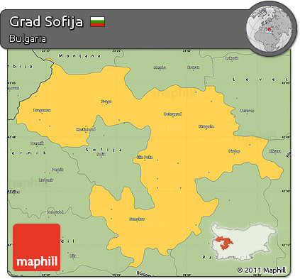 Savanna Style Simple Map of Grad Sofija