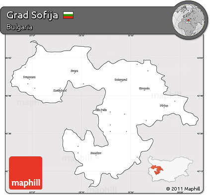 Silver Style Simple Map of Grad Sofija, cropped outside