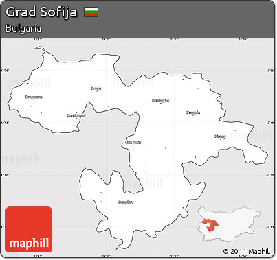 Silver Style Simple Map of Grad Sofija, cropped outside