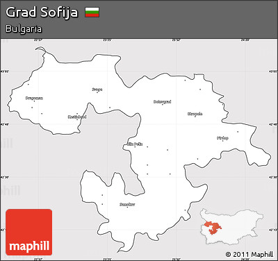 Silver Style Simple Map of Grad Sofija, cropped outside