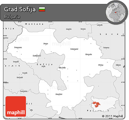 Silver Style Simple Map of Grad Sofija