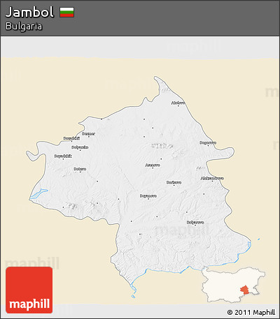Classic Style 3D Map of Jambol, single color outside