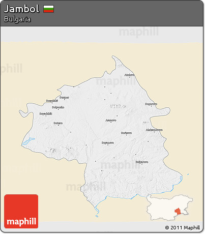 Classic Style 3D Map of Jambol, single color outside