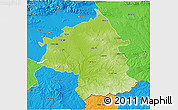 Physical 3D Map of Jambol, political outside