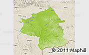 Physical 3D Map of Jambol, shaded relief outside