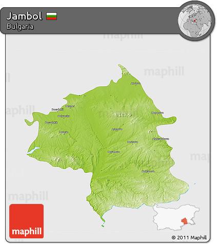 Physical 3D Map of Jambol, single color outside