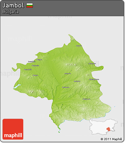 Physical 3D Map of Jambol, single color outside