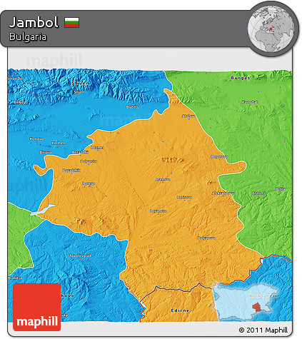 Political 3D Map of Jambol