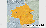 Political 3D Map of Jambol, lighten, semi-desaturated