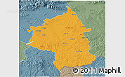 Political 3D Map of Jambol, semi-desaturated