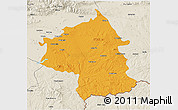 Political 3D Map of Jambol, shaded relief outside