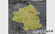 Satellite 3D Map of Jambol, darken, desaturated