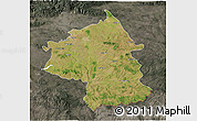 Satellite 3D Map of Jambol, darken, semi-desaturated