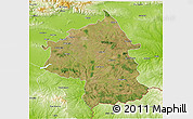 Satellite 3D Map of Jambol, physical outside