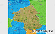 Satellite 3D Map of Jambol, political outside